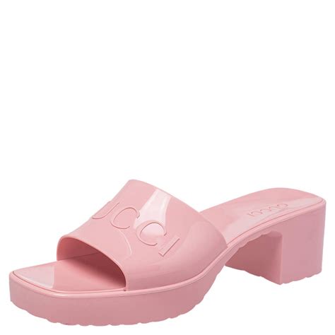 blush pink gucci shoes|gucci pink rubber shoes.